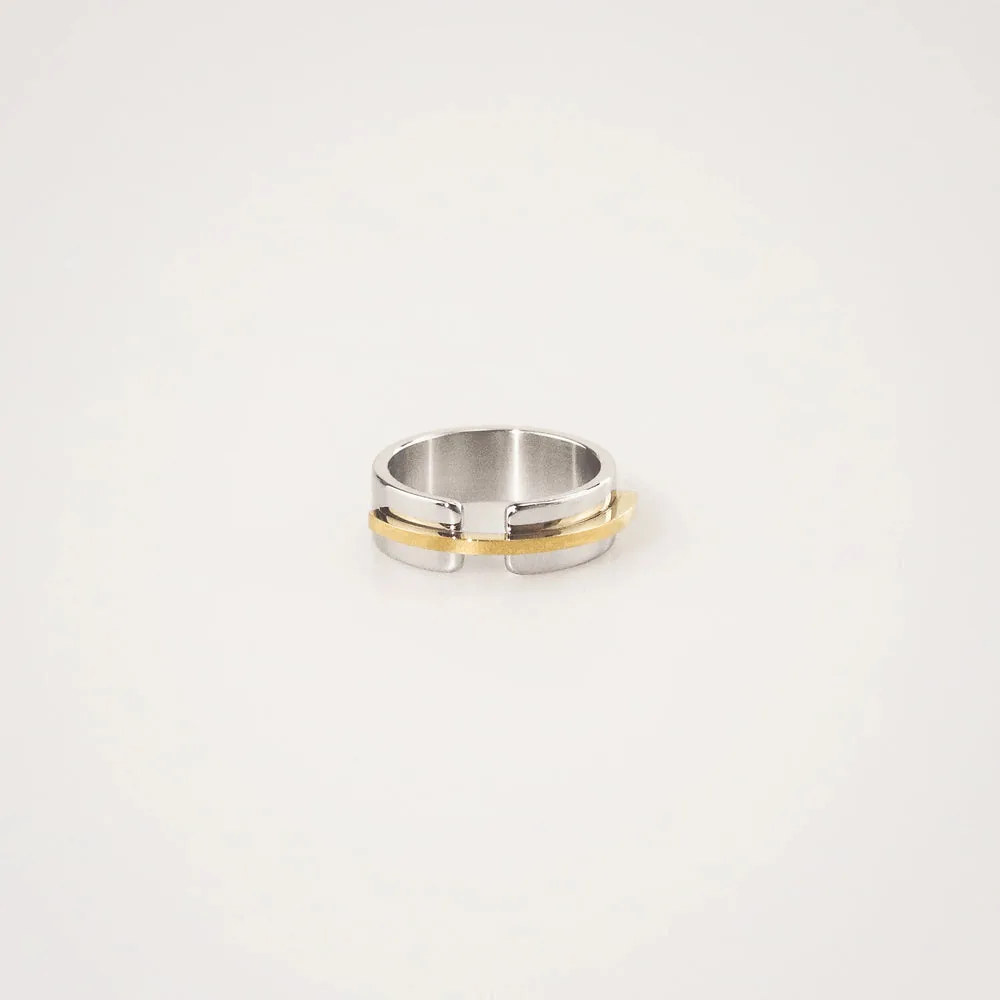 Waterproof Two Tone Gold & Silver Band Ring