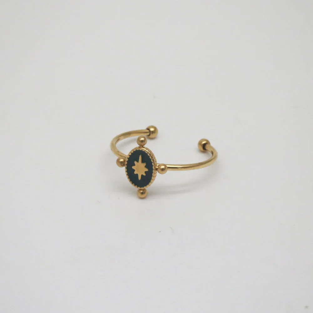 Waterproof Vintage Enamel Signet Ring – Polaris