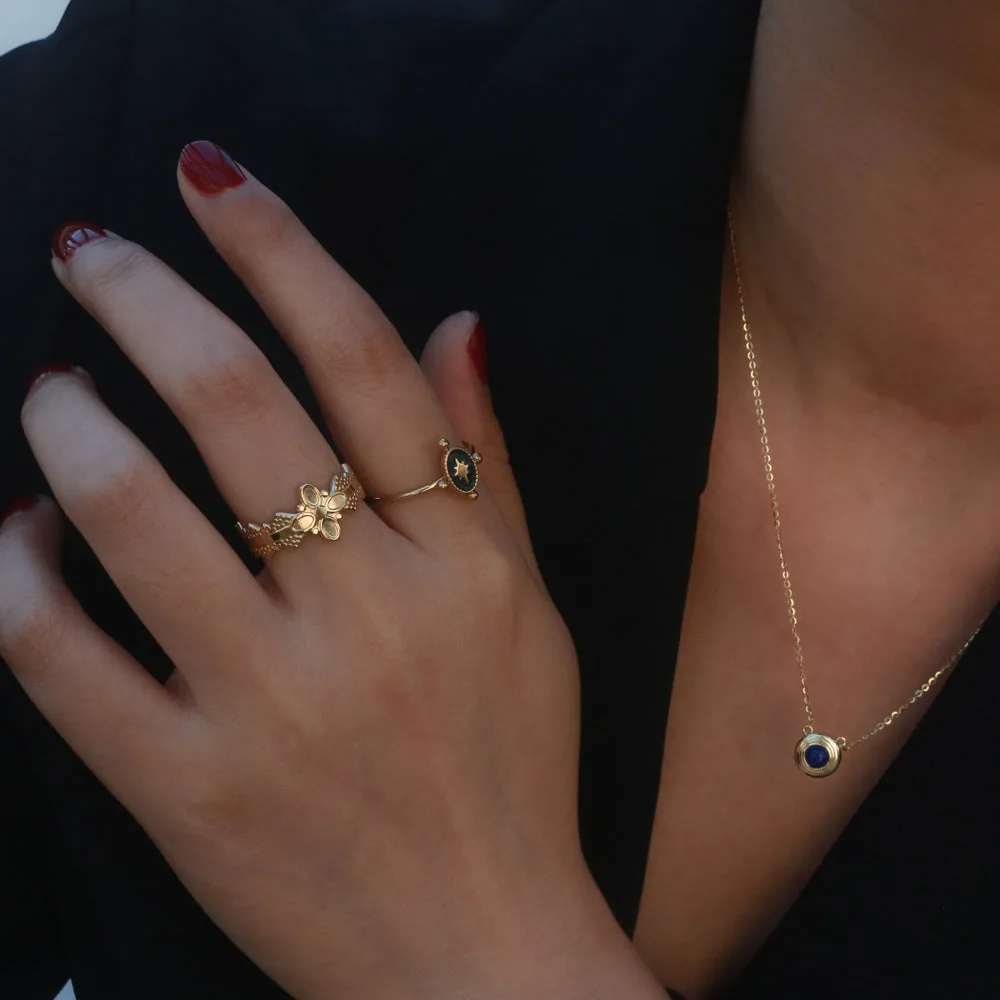 Waterproof Vintage Enamel Signet Ring – Polaris