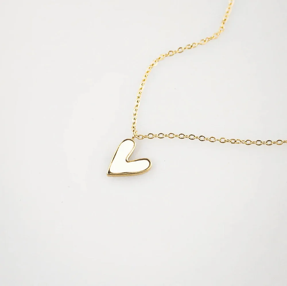 Meideya White Heart Necklace — Dainty Gold Pendant