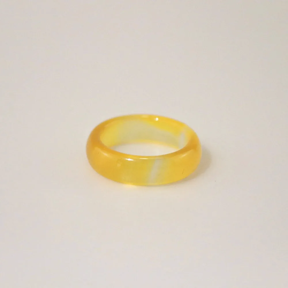 Meideya Yellow Jade Band Ring — 3mm Stackable Gemstone Ring